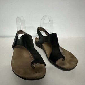 Dansko Womens 39 8.5-9 Reece Sandals Shoes Black Leather Toe Loop Slingback